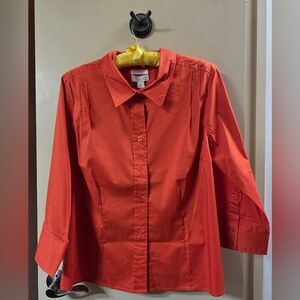 Christopher & Banks Orange Button Down Shirt